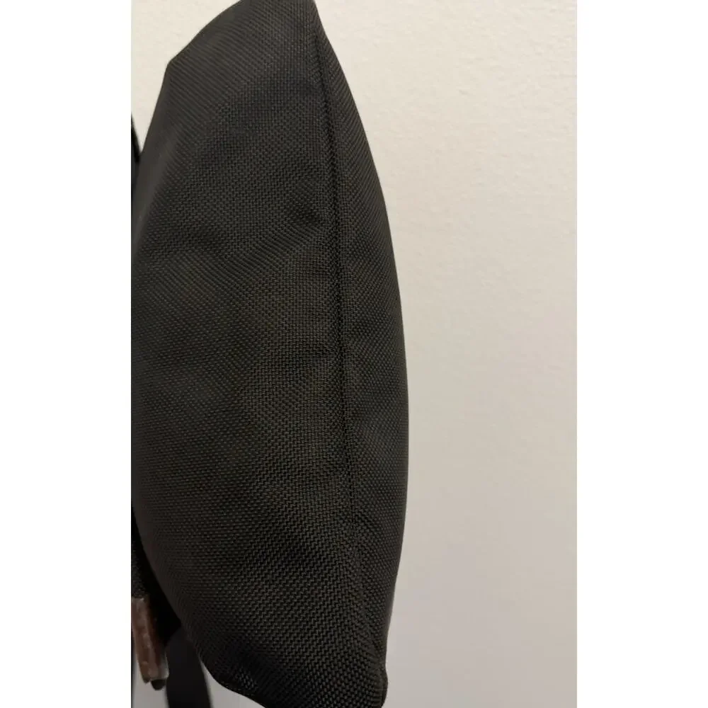 TUMI Alpha Ballistic Nylon Messenger Crossbody Laptop Bag Black Brown Leather